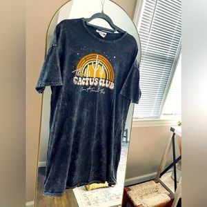CAUTION TO THE WIND CACTUS CLUB GRAPHIC T-SHIRT DRESS.